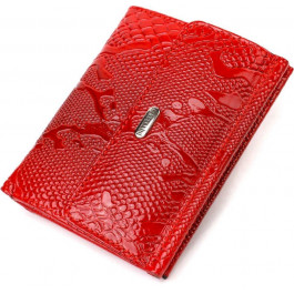 CANPELLINI Лакований червоний жіночий гаманець середнього розміру з натуральної шкіри під рептилію  (2421816)