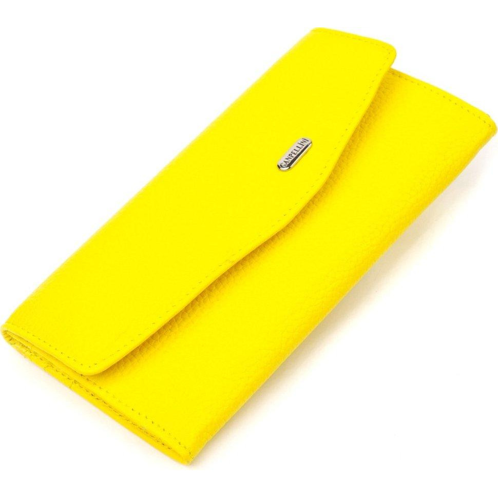 CANPELLINI Жовтий жіночий гаманець із натуральної шкіри флотар із клапаном  (2421697) - зображення 1