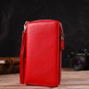CANPELLINI Червоний жіночий гаманець-клатч із фактурної шкіри на блискавці  (2421619) - зображення 6
