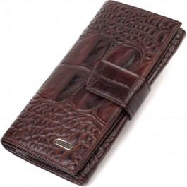 CANPELLINI Стильний чоловічий гаманець коричневого кольору з натуральної шкіри з тисненням під крокодила  (2421