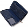 CANPELLINI Синій гаманець-клатч із натуральної шкіри з тисненням під рептилію  (2421919) - зображення 3