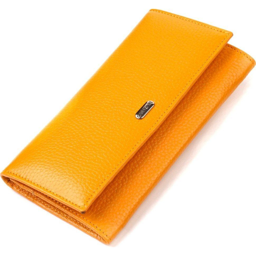 CANPELLINI Жовтий жіночий гаманець із натуральної шкіри флотар із клапаном  (2421832) - зображення 1