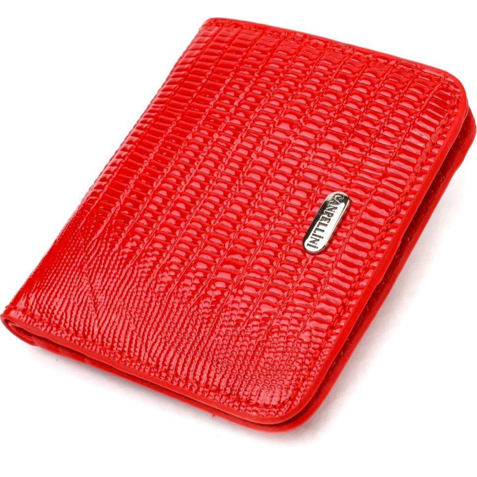 CANPELLINI Червоний жіночий гаманець невеликого розміру з натуральної шкіри під рептилію  (2421800) - зображення 1