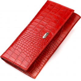 CANPELLINI Червоний довгий жіночий гаманець з натуральної шкіри з тисненням під крокодила  (2421827)