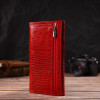 CANPELLINI Червоний довгий жіночий гаманець з натуральної шкіри з тисненням під крокодила  (2421827) - зображення 7