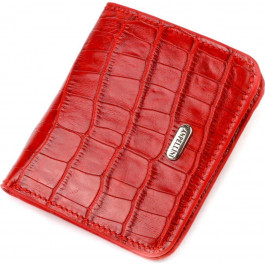CANPELLINI Маленький червоний жіночий гаманець із натуральної шкіри з тисненням під крокодила  (2421795)