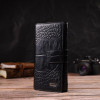 Vintage Чорний вертикальний гаманець з натуральної шкіри з тисненням під крокодила CANPELLINI (2421844) - зображення 6