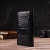 Vintage Чорний вертикальний гаманець з натуральної шкіри з тисненням під крокодила CANPELLINI (2421844) - зображення 7