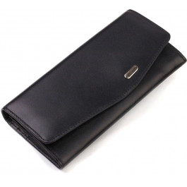 CANPELLINI Чорний класичний жіночий гаманець із гладкої шкіри з клапаном на кнопці  (2421724)