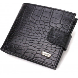 CANPELLINI Якісне чоловіче портмоне чорного кольору з натуральної шкіри з тисненням під крокодила  (2421768)