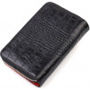 CANPELLINI Чорно-червоний жіночий гаманець середнього розміру з натуральної шкіри з тисненням під крокодила  (2 - зображення 2