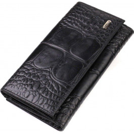 CANPELLINI Чорний довгий жіночий гаманець з натуральної шкіри під крокодила  (2421853)