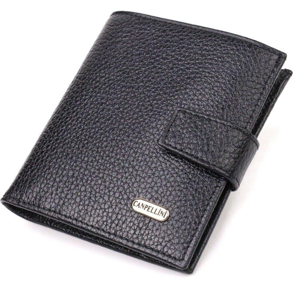 CANPELLINI Чорний чоловічий гаманець маленького розміру з натуральної зернистої шкіри  (2421730) - зображення 1