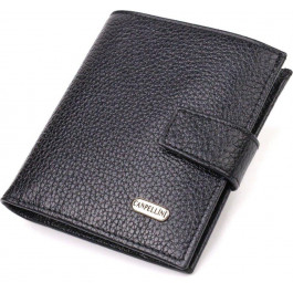 CANPELLINI Чорний чоловічий гаманець маленького розміру з натуральної зернистої шкіри  (2421730)