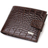 CANPELLINI Функціональний чоловічий гаманець коричневого кольору з натуральної шкіри з тисненням під крокодила  - зображення 1