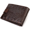 CANPELLINI Функціональний чоловічий гаманець коричневого кольору з натуральної шкіри з тисненням під крокодила  - зображення 2