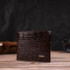 CANPELLINI Функціональний чоловічий гаманець коричневого кольору з натуральної шкіри з тисненням під крокодила  - зображення 6
