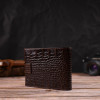 CANPELLINI Функціональний чоловічий гаманець коричневого кольору з натуральної шкіри з тисненням під крокодила  - зображення 7
