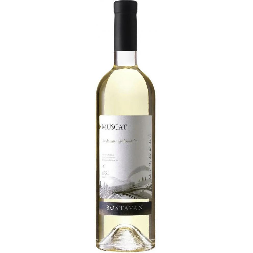 Bostavan Вино  Мускат, біле напівсолодке, 0.75л 12% (DDSAU8P004) - зображення 1