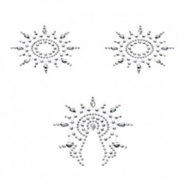 Petits Joujoux Пестіс з кристалів  Gloria set of 3 - Silver, прикраса на грудях та вульву (SO3128)