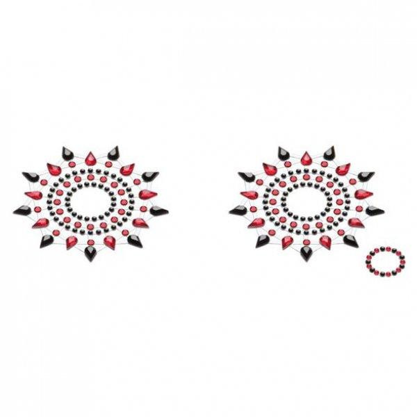 Petits Joujoux Пестіс з кристалів  Gloria set of 2 - Black/Red, прикраса на грудях (SO3137) - зображення 1