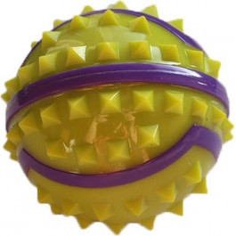 AnimAll Игрушка мяч с шипами GrizZzly 9727 8.4 см Желто-фиолетовый (6914068019727)