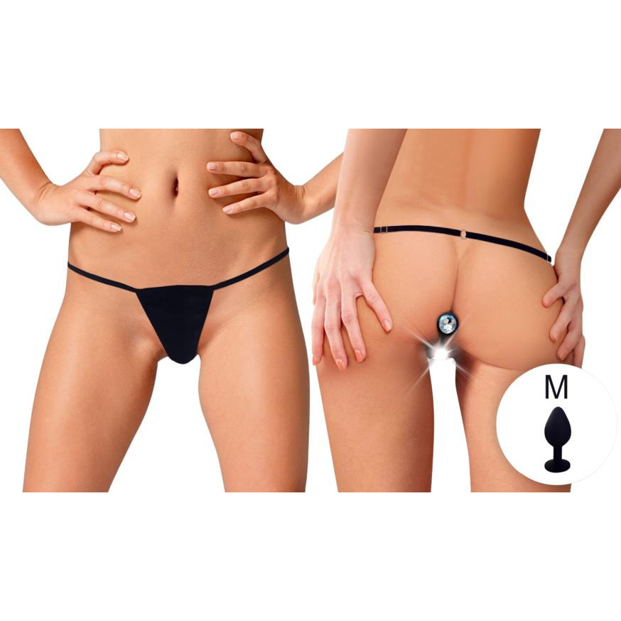 Art of Sex Трусики з анальною пробкою  Sexy Panties With Silicone Plug M, чорні (7770000318056) - зображення 1