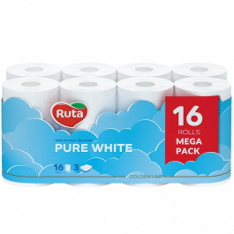 Ruta Туалетная бумага Pure White трехслойная 16 рулонов Белая (4820023748538)
