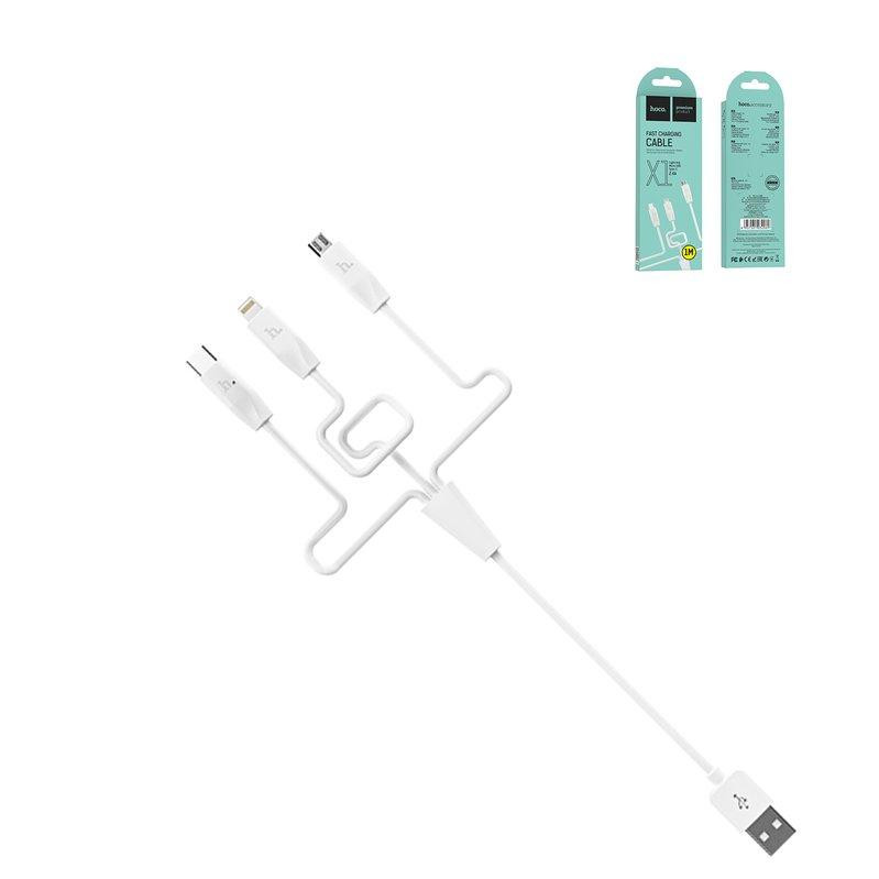 Hoco X1 Rapid charging cable micro USB 1m White - зображення 1