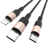 Hoco X26 Xpress one pull 3in1 Lightning/Micro USB/USB Type-C 1m Black/Gold (6957531080275) - зображення 2
