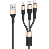 Hoco X26 Xpress one pull 3in1 Lightning/Micro USB/USB Type-C 1m Black/Gold (6957531080275) - зображення 3