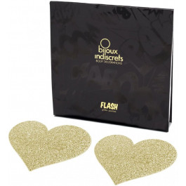 Bijoux Indiscrets Прикраси для сосків  Flash Glitter Pasties Heart, золоті (8437008002798)