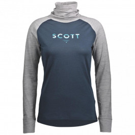   Scott Термофутболка жіноча  W Defined Merino High Neck Shirt, Light grey melange/Dark blue, XS (283.805.70