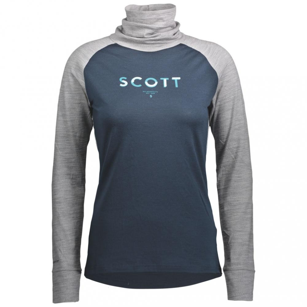 Scott Термофутболка жіноча  W Defined Merino High Neck Shirt, Light grey melange/Dark blue, XL (283.805.70 - зображення 1