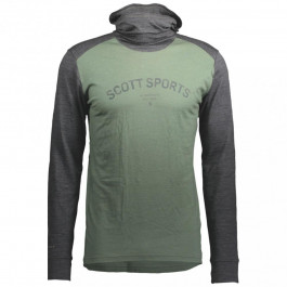 Scott Термофутболка чоловіча з капюшоном  Defined Merino Longsleeve Hoody, Dark grey melange/Frost green, 