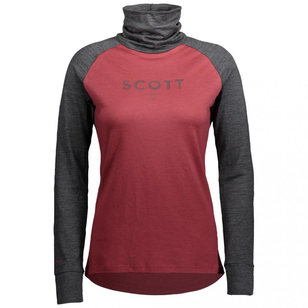 Scott Термофутболка жіноча  W Defined Merino High Neck Shirt, Dark Grey Melange/Ochre Red, S (283805.7051. - зображення 1