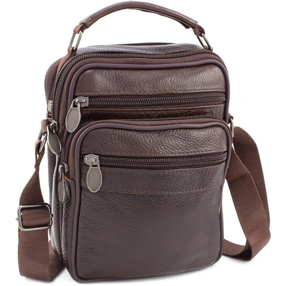 Leather Collection Недорогая наплечная сумка коричневого цвета  (10050) - зображення 1