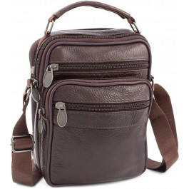 Leather Collection Недорогая наплечная сумка коричневого цвета  (10050)