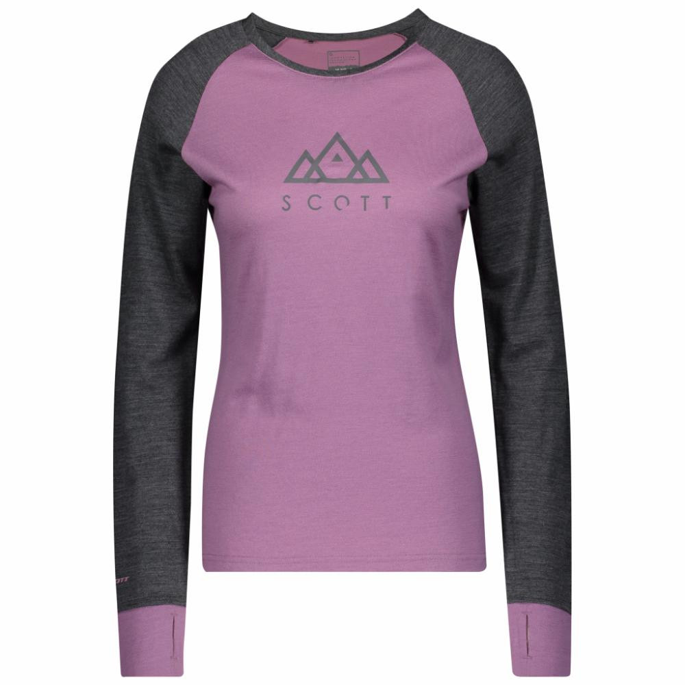 Scott Термофутболка жіноча  W Defined Merino Longsleeve Shirt, Dark grey melange/Cassis pink, XS (277793.6 - зображення 1