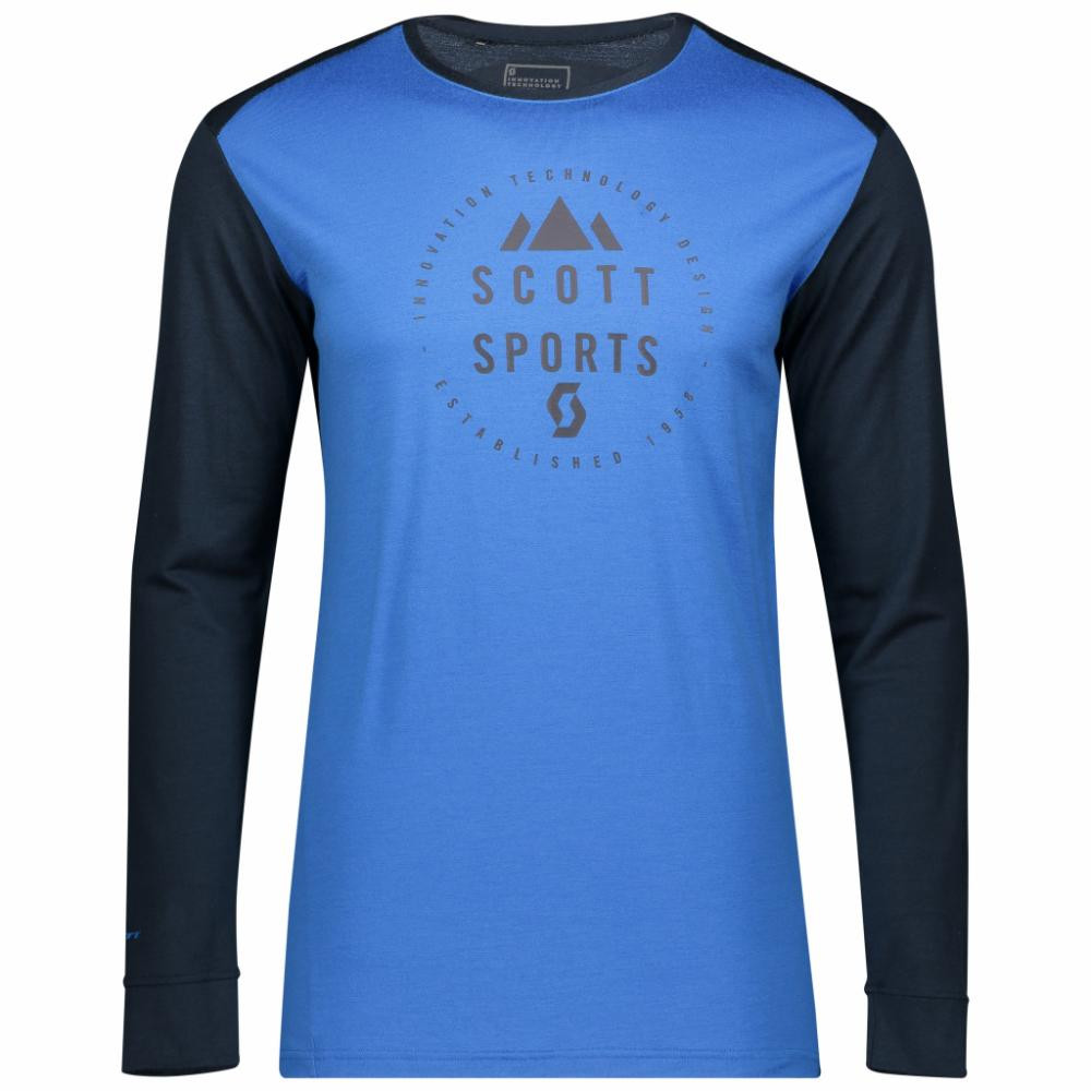 Scott Термофутболка чоловіча  Defined Merino Longsleeve Shirt, Dark blue/Skydive blue, XL (277772.6639.009 - зображення 1