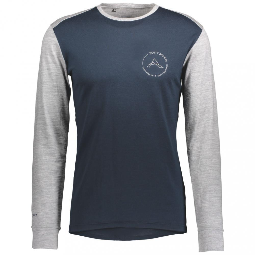 Scott Термофутболка чоловіча  Defined Merino Longsleeve Shirt, Dark blue/Light grey melange, L (277772.703 - зображення 1