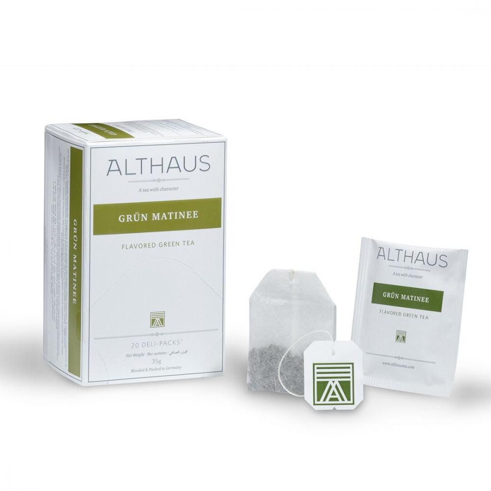 Althaus Чай зелёный с добавками пакетированный  Grun Matinee 20 х 1.75 г (4260312440994) - зображення 1