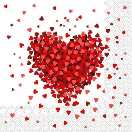 Silken Серветки столові  Мільйон сердець 33х33 см білий із червоним 18 шт. (4823077401060)