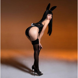 UPKO Сексуальный костюм зайки  Bunny Girl Bodysuit с открытой грудью, черный, М ()