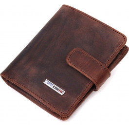 Karya Компактний чоловічий гаманець темно-коричневого кольору із добротної вінтажної шкіри  (2421328)