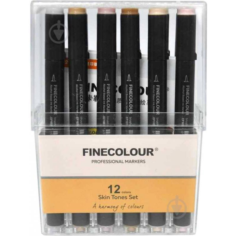 Finecolour Набор двусторонних маркеров  Brush Skin SET 12 цветов EF103-FS12 разноцветный - зображення 1