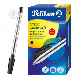 Pelikan Ручка шариковая Stick Super Soft 1 мм черная 12 шт./уп. 804370-12