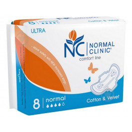 NORMAL Clinic Прокладки гигиенические  Ultra Comfort Cotton&Velvet normal 8 шт. (3800213302888)