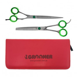 GROOMER:) Набір ножиць для грумінгу Groomer Green Line Set 2 (8990 21set)