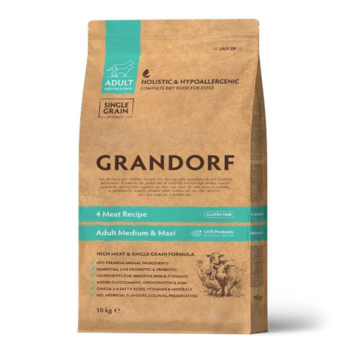 Grandorf Living Probiotics Adult Medium&Maxi 4 Meat & Brown Rice 3 кг (5407007851126) - зображення 1